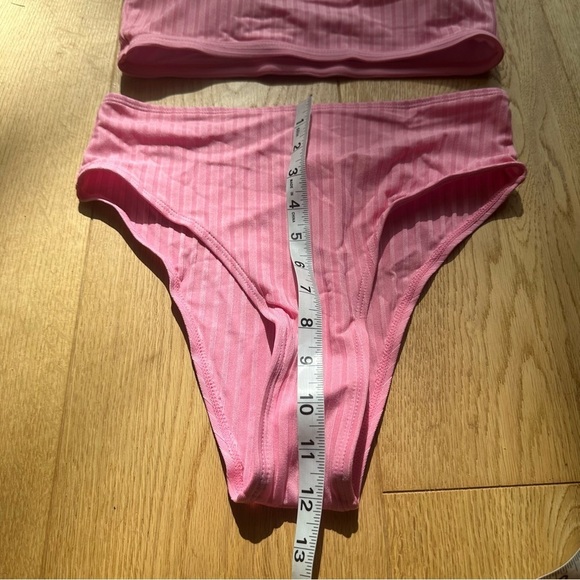 NEW ROMWE PINK  RIBBED BIKINI - S - Picture 5 of 9